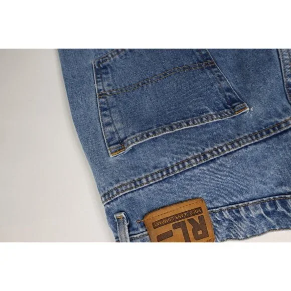Vintage 90s Ralph Lauren Mens 38x32 Spell Out Baggy Loose Wide Leg Denim Jeans